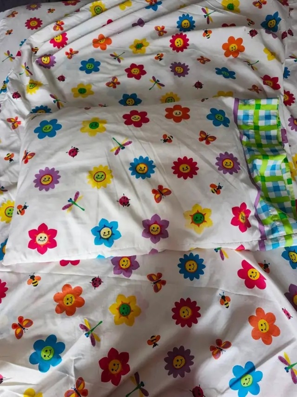 Kids Floral Smile Sheet Set - White Multicolor